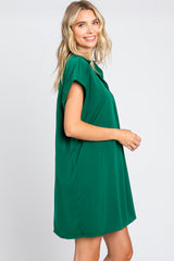 Hunter Green Collared Button Front Dress