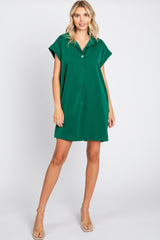 Hunter Green Collared Button Front Dress