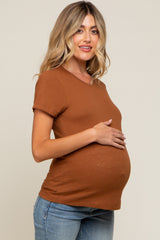 Rust Short Sleeve Maternity Top