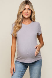 Grey Short Sleeve Maternity Top