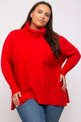 Red Cowl Neck Dolman Sleeve Plus Sweater