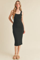 Black Sleeveless Knit Maternity Midi Dress