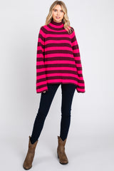 Multi-Color Striped Mock Neck Bell Sleeve Sweater