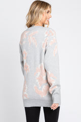 Grey Floral Soft Knit Sweater