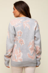 Grey Floral Soft Knit Maternity Sweater