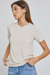 Beige Soft Knit Basic T-Shirt