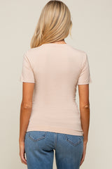 Beige Soft Knit Basic Maternity T-Shirt