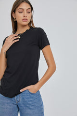 Black Soft Knit Basic T-Shirt