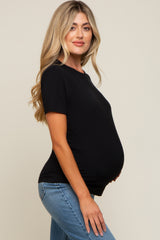 Black Soft Knit Basic Maternity T-Shirt