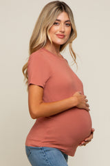 Rust Soft Knit Basic Maternity T-Shirt