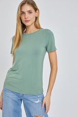 Light Olive Soft Knit Basic T-Shirt