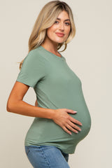 Light Olive Soft Knit Basic Maternity T-Shirt