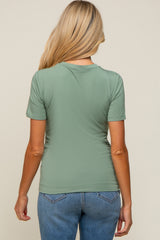 Light Olive Soft Knit Basic Maternity T-Shirt