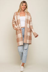 Taupe Plaid Shawl Cardigan