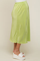 Lime Plisse Maternity Midi Skirt