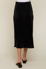 Black Plisse Maternity Midi Skirt