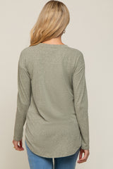 Sage Long Sleeve Curved Hem Maternity Top