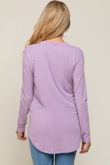 Lavender Long Sleeve Curved Hem Maternity Top