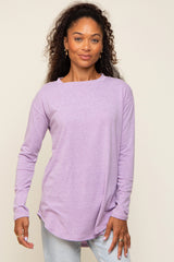 Lavender Long Sleeve Curved Hem Maternity Top