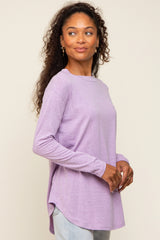 Lavender Long Sleeve Curved Hem Top