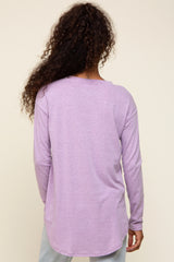 Lavender Long Sleeve Curved Hem Top