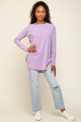 Lavender Long Sleeve Curved Hem Top