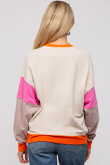 Beige Color Block Maternity Sweatshirt