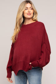 Burgundy Maternity Long Sleeve Sweater