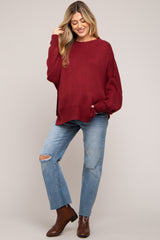 Burgundy Maternity Long Sleeve Sweater