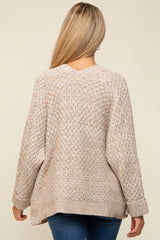 Beige Knit Cuffed Maternity Cardigan