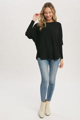 Black Knit Long Dolman Sleeve Top