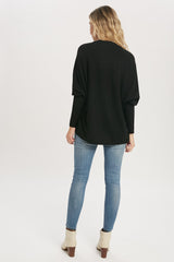 Black Knit Long Dolman Sleeve Top