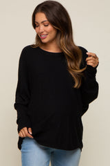 Black Knit Long Dolman Sleeve Maternity Top