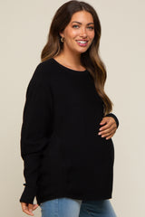 Black Knit Long Dolman Sleeve Maternity Top