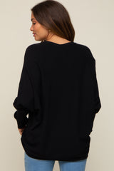 Black Knit Long Dolman Sleeve Maternity Top