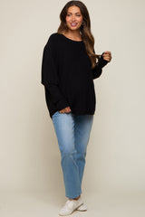 Black Knit Long Dolman Sleeve Maternity Top