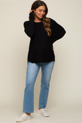 Black Knit Long Dolman Sleeve Maternity Top