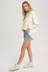 Cream Knit Long Dolman Sleeve Top