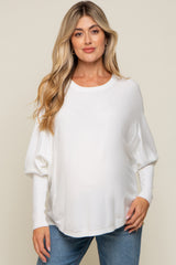 Cream Knit Long Dolman Sleeve Maternity Top