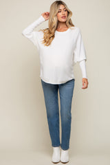 Cream Knit Long Dolman Sleeve Maternity Top