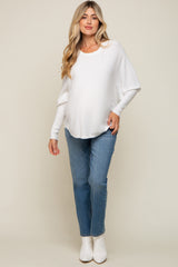 Cream Knit Long Dolman Sleeve Maternity Top