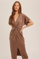 Mocha Twist Maternity Midi Dress