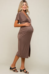 Mocha Twist Maternity Midi Dress