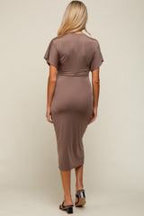 Mocha Twist Maternity Midi Dress