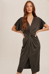 Charcoal Twist Maternity Midi Dress