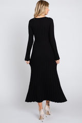 Black Ribbed Knit Maxi Dress