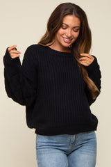 Black Cable Knit Sleeve Maternity Sweater