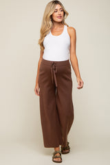 Brown Sweater Knit Drawstring Maternity Pants