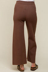 Brown Sweater Knit Drawstring Maternity Pants