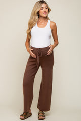 Brown Sweater Knit Drawstring Maternity Pants